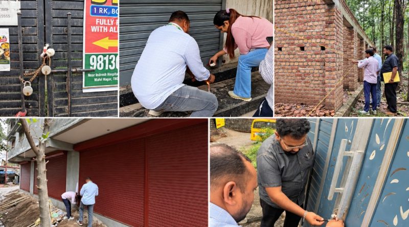 देहरादून में बिना मानचित्र स्वीकृति के किए जा रहे अवैध निर्माण और दुकानों को सील करती मसूरी-देहरादून विकास प्राधिकरण (MDDA) की टीम